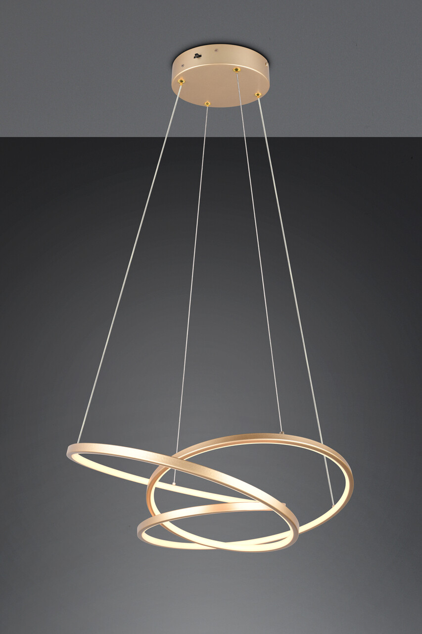 Lustra Darvin, TRIO, 64x49x150 cm, 34W, 1x SMD, metal, auriu - imagine 5